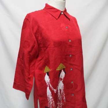 Chico's Vintage Asian inspired button tunic top b… - image 1