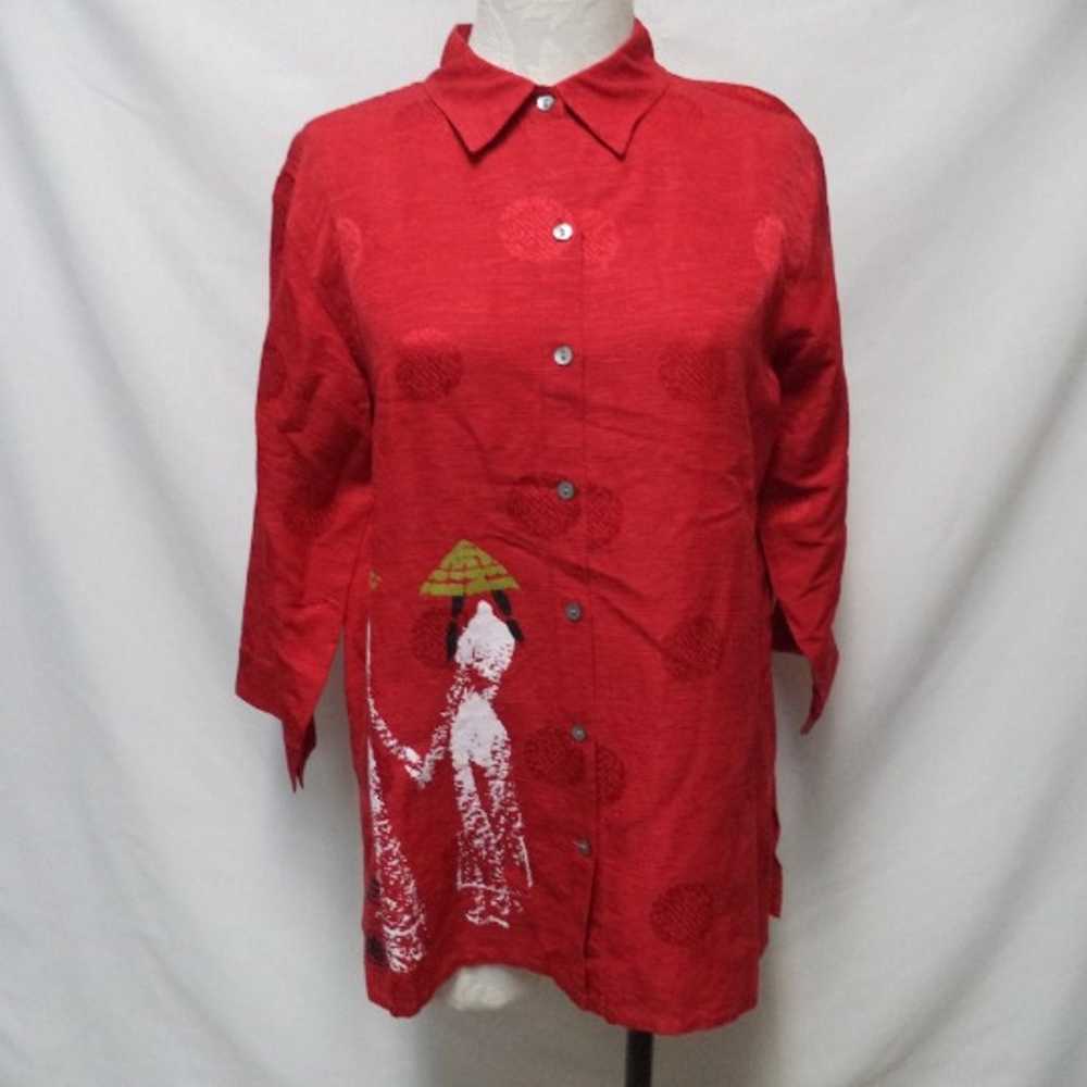 Chico's Vintage Asian inspired button tunic top b… - image 2