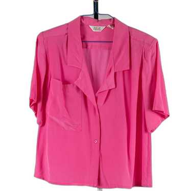 Vintage 80s silk pink blouse size 10 - image 1