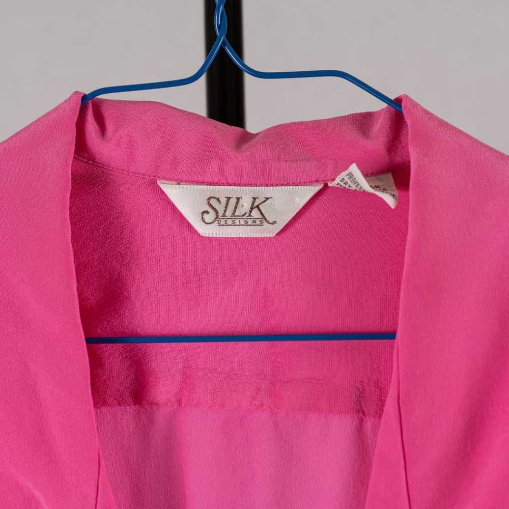 Vintage 80s silk pink blouse size 10 - image 4