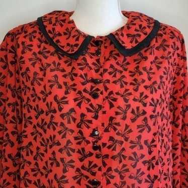 80s Secretary Blouse Red - image 1