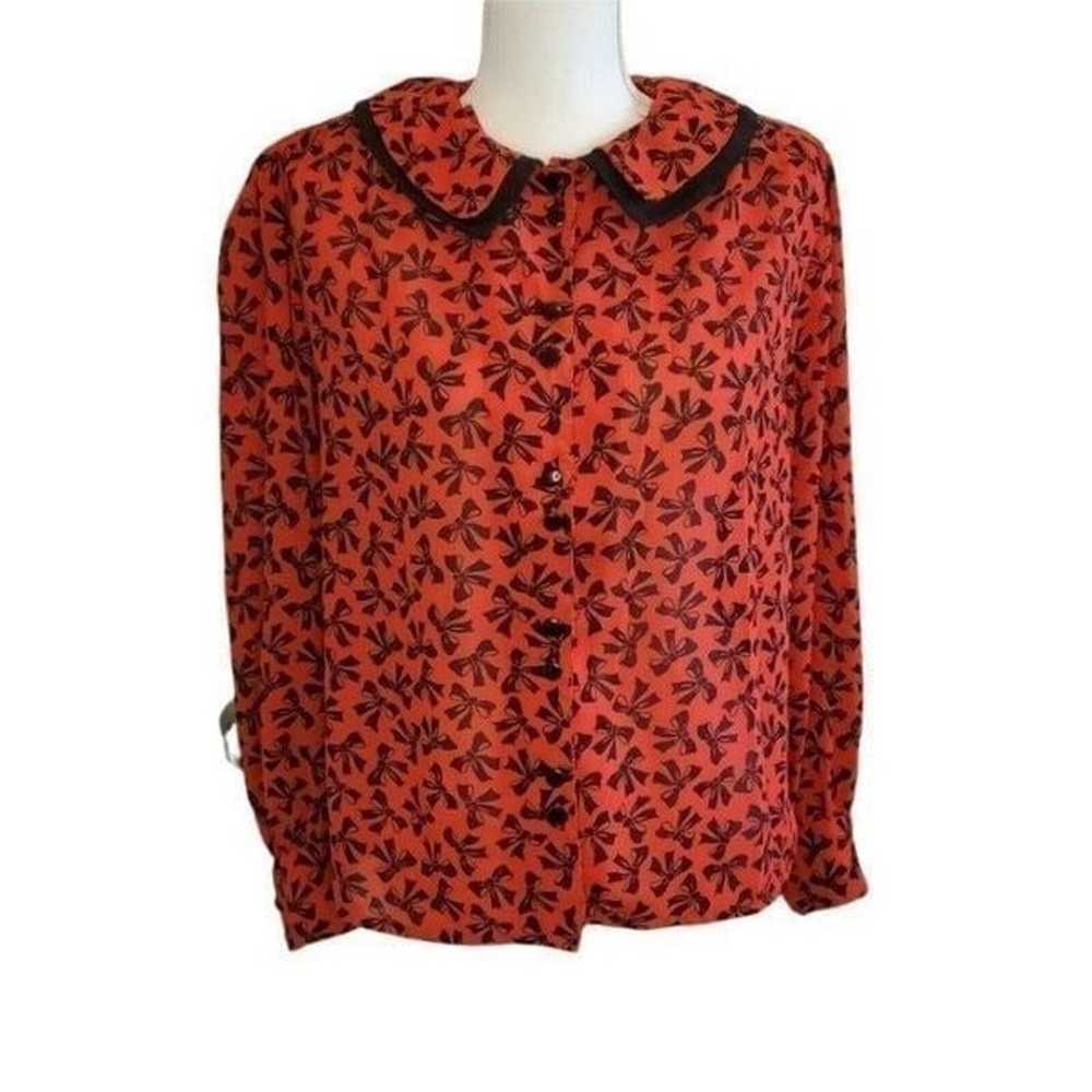 80s Secretary Blouse Red - image 2