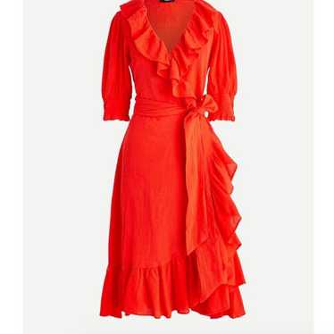 J. Crew textured ruffle wrap dress - image 1