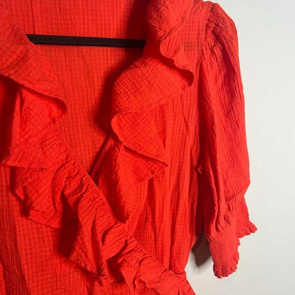 J. Crew textured ruffle wrap dress - image 3