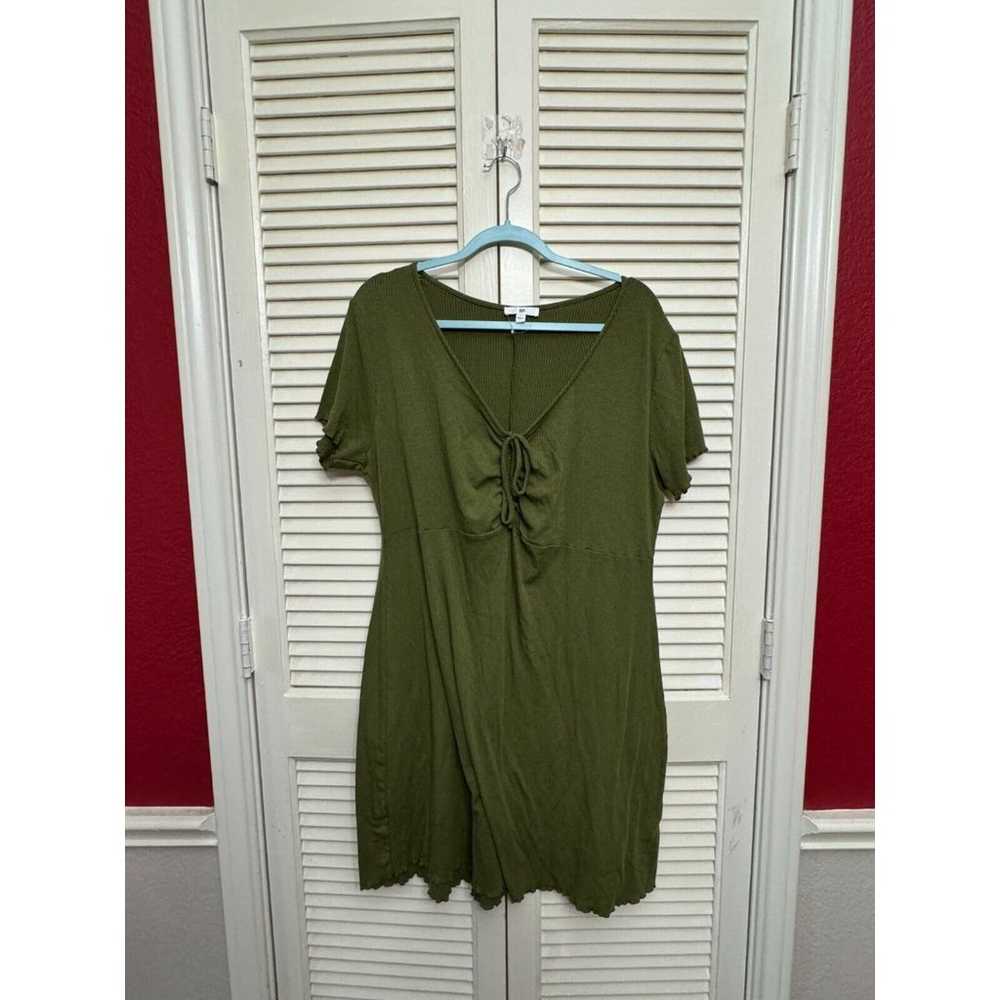 BP. Dress Tie Front Lettuce Edge Rib Green Women'… - image 1