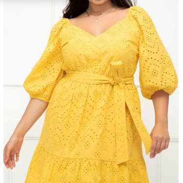 ELOQUII Elements Women's Plus Size Eyelet Dress Si