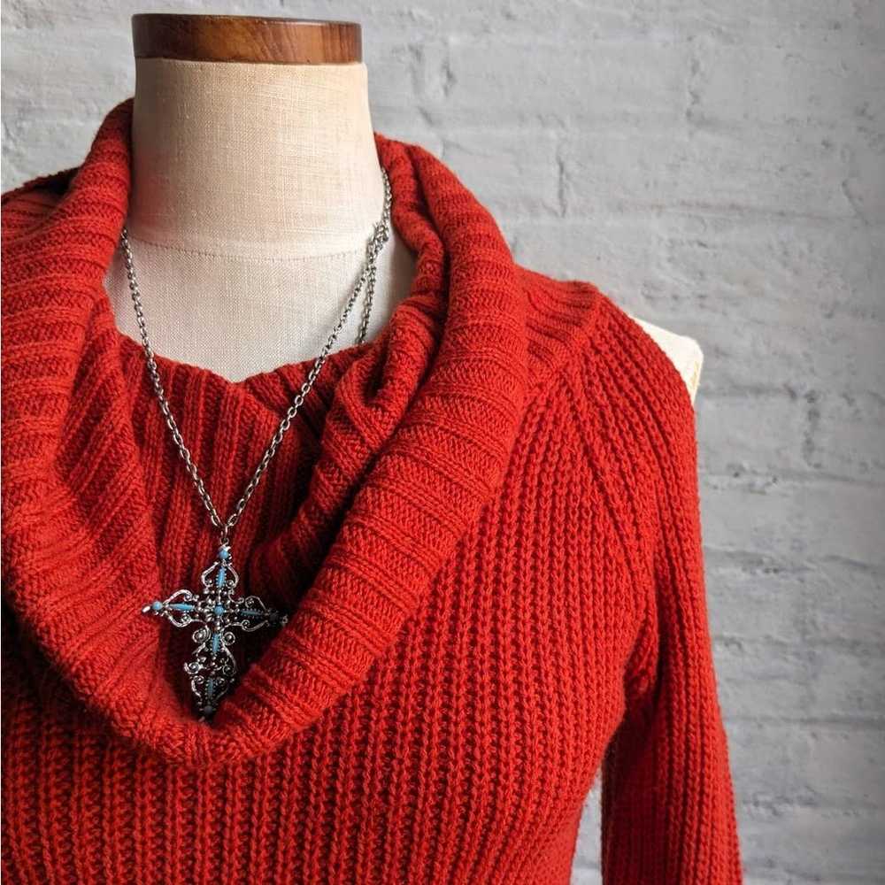 Vintage Red Chunky Knit Sweater Dress Sexy Minima… - image 4