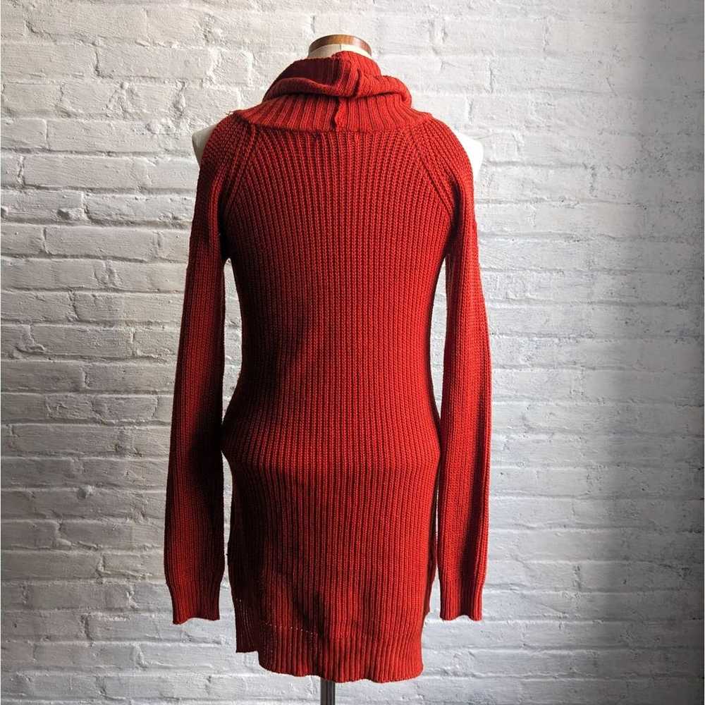 Vintage Red Chunky Knit Sweater Dress Sexy Minima… - image 6