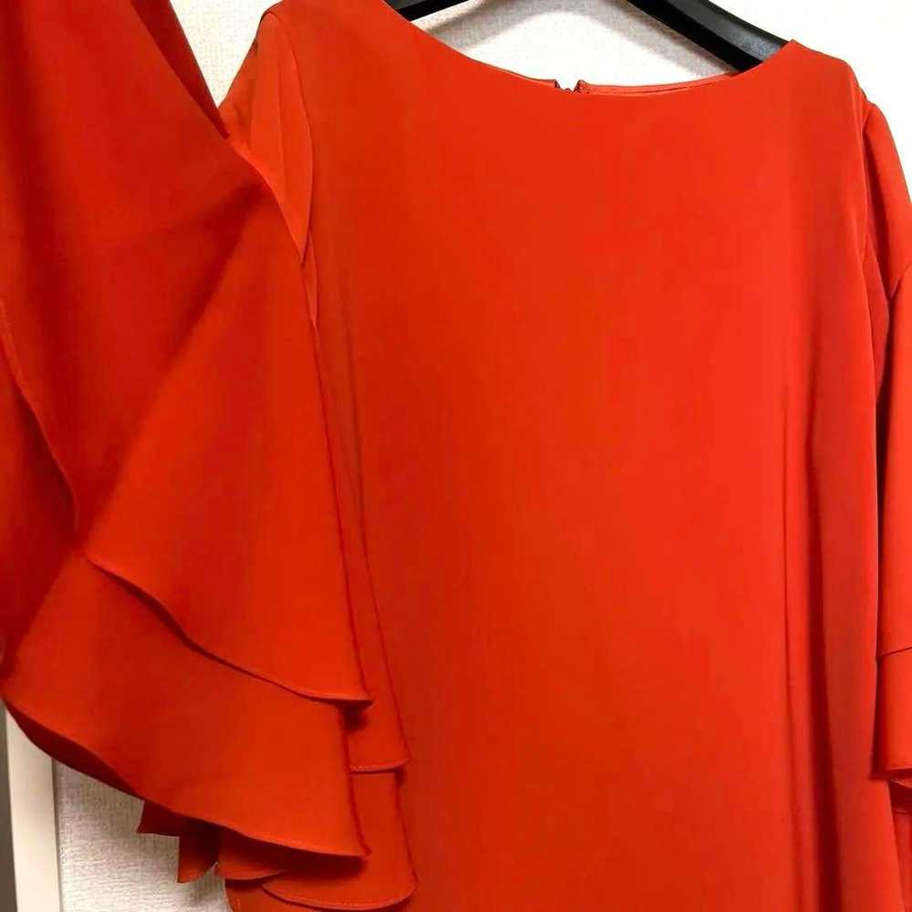 Orange Vermilion Sleeve Frill Dress - image 3