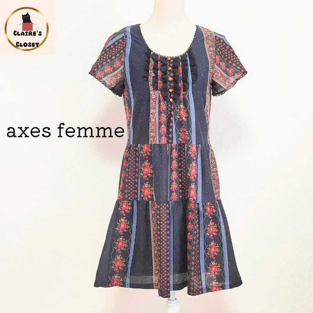 ★axes femme★ Floral Dress with Rose Buttons, Lace… - image 1