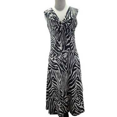 Sharon Max V neck Tank Top Knee Length Zebra Prin… - image 1