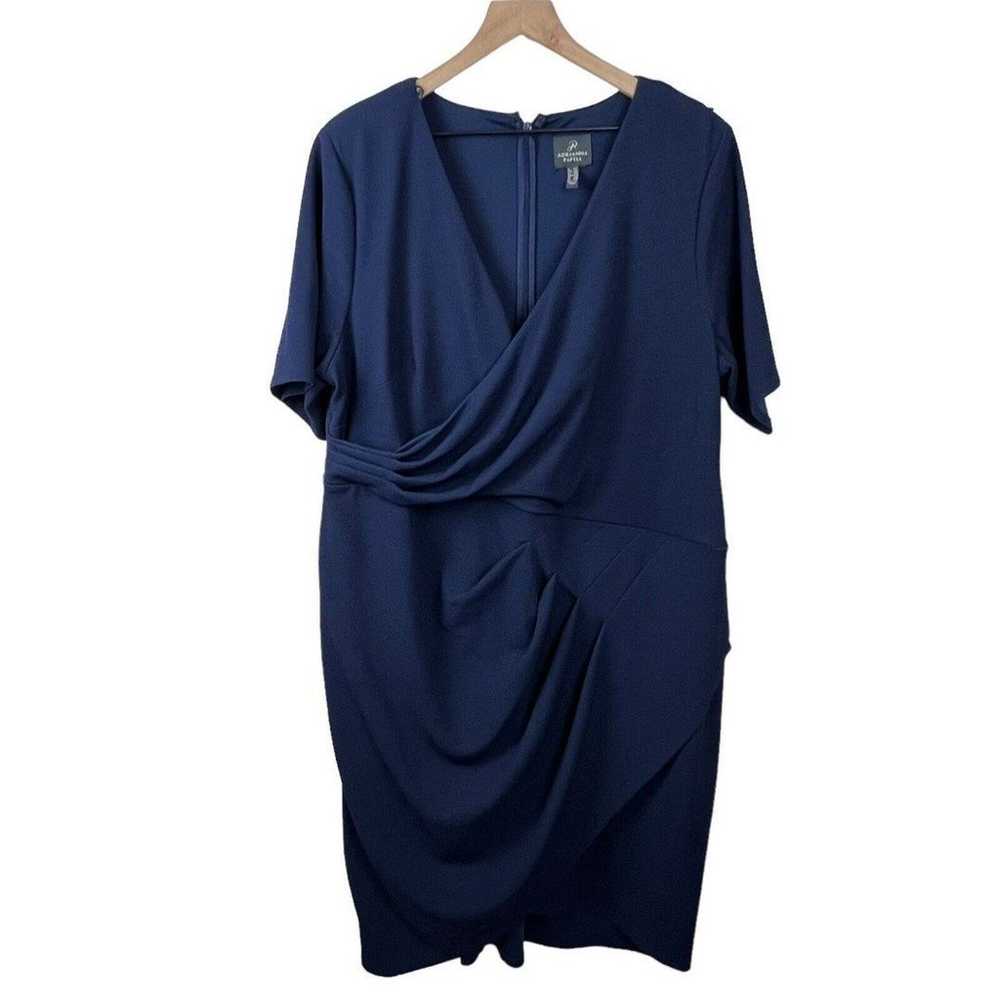 Adrianna Papell Womens Navy Blue Rio Knit Draped … - image 1