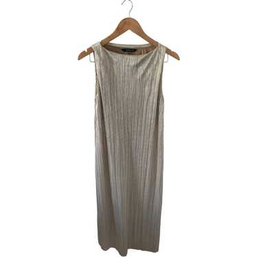 IMANIMO Maternity Gold Pleated Midi Dress Size S - image 1