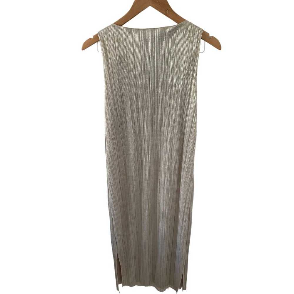 IMANIMO Maternity Gold Pleated Midi Dress Size S - image 2