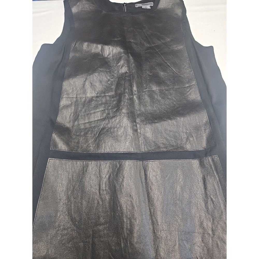 Vince Sleeveless Black Shift Dress Women's 4 Leat… - image 4