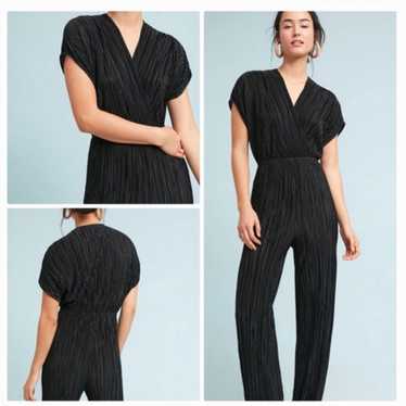 Anthropologie Porridge Black Metallic Pleated Jump