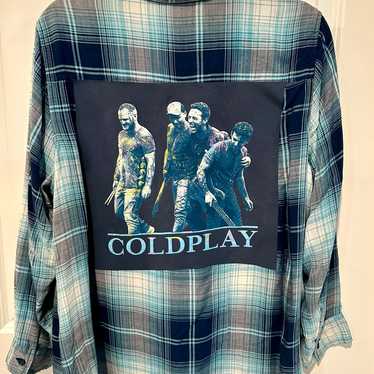 COLDPLAY tshirt Upcycled flannel shirt 1X. - image 1