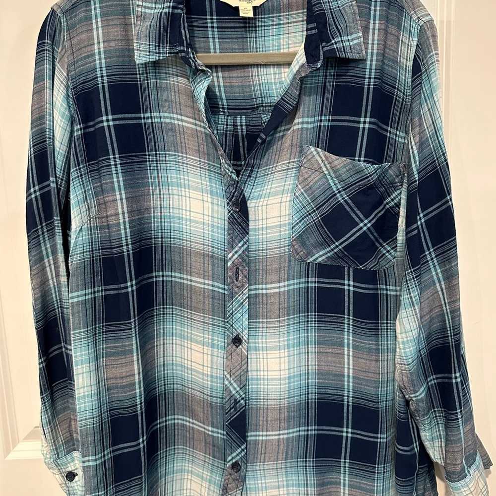 COLDPLAY tshirt Upcycled flannel shirt 1X. - image 3