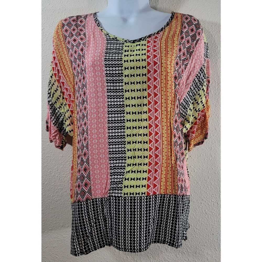 Other Cato Pink Black Yellow Geo Print Short Batw… - image 1