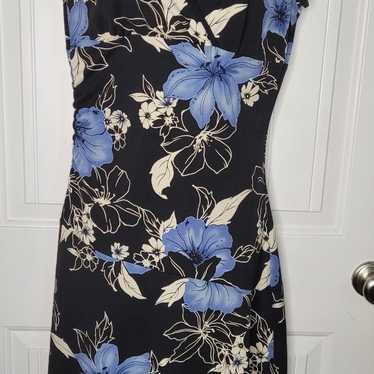 Y2K Vintage 90s Byer Too Black and Blue Floral Su… - image 1