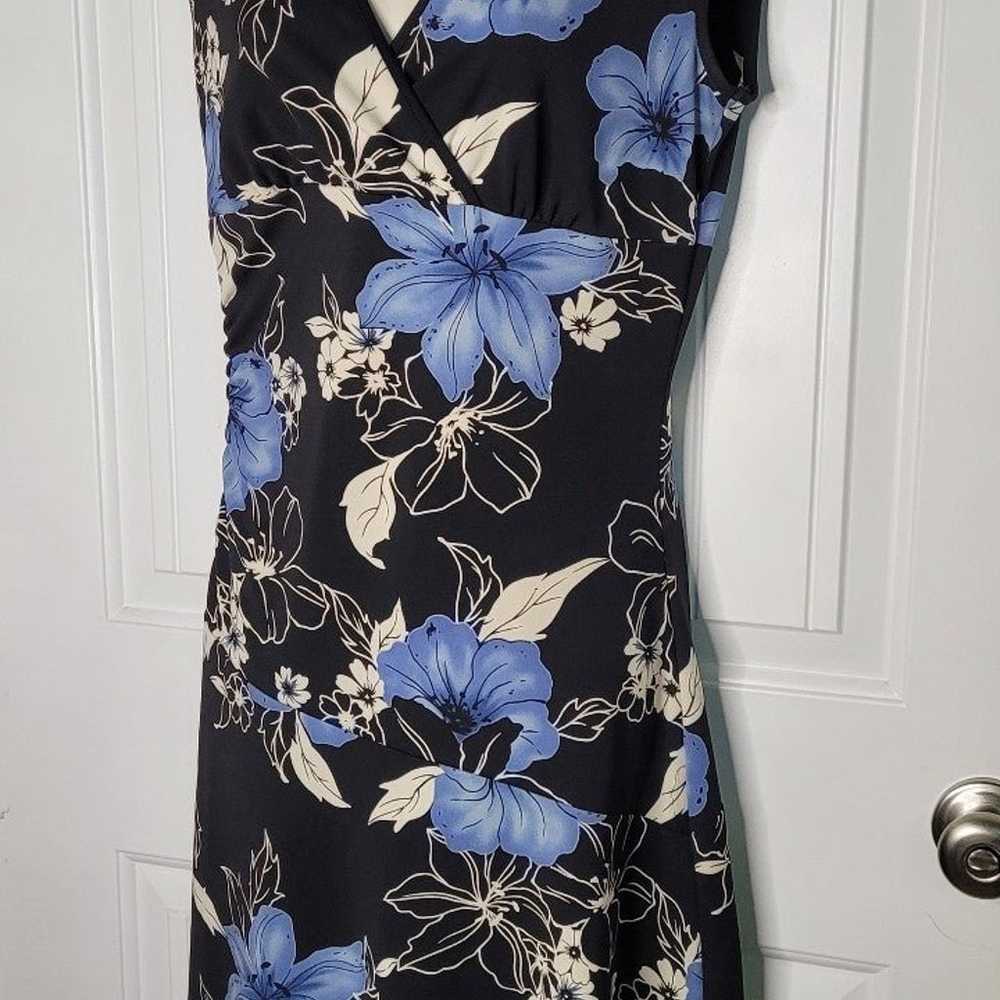 Y2K Vintage 90s Byer Too Black and Blue Floral Su… - image 2