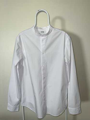 Cos Cos White Grandfather Collar Long Sleeve Butto