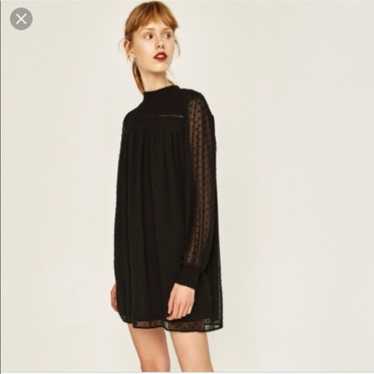 Zara black dress with mesh arms L - image 1