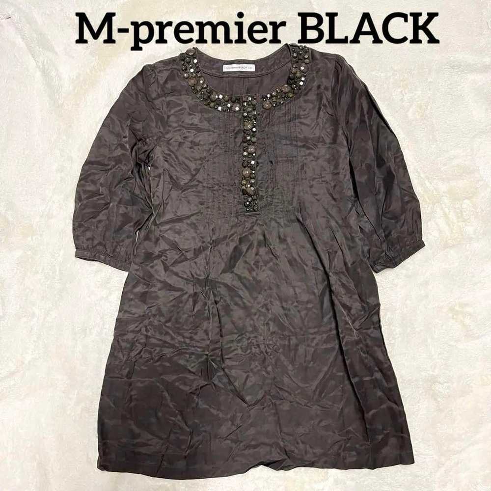 M-premier BLACK 【36】 Tunic with Beads Linen Blend… - image 1