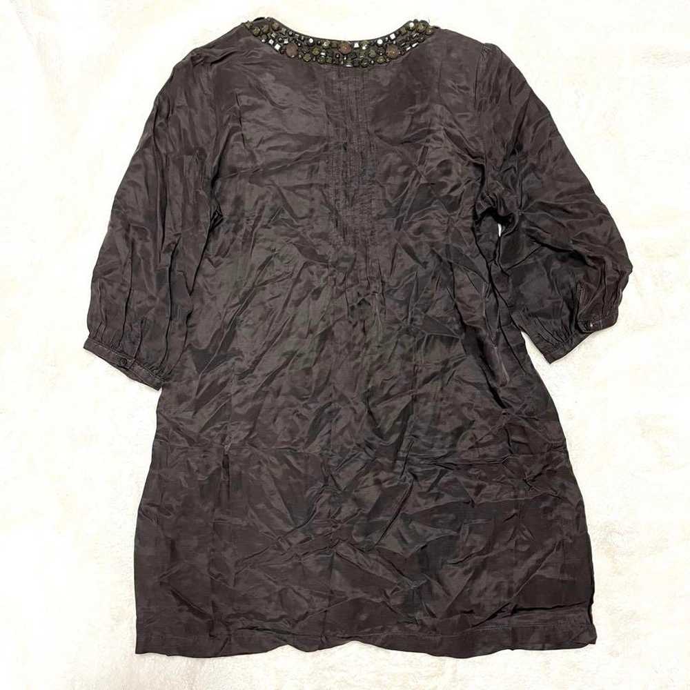 M-premier BLACK 【36】 Tunic with Beads Linen Blend… - image 2