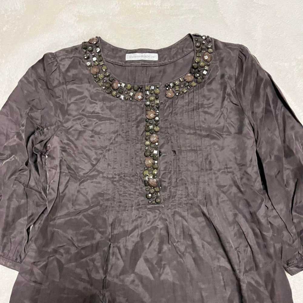 M-premier BLACK 【36】 Tunic with Beads Linen Blend… - image 3