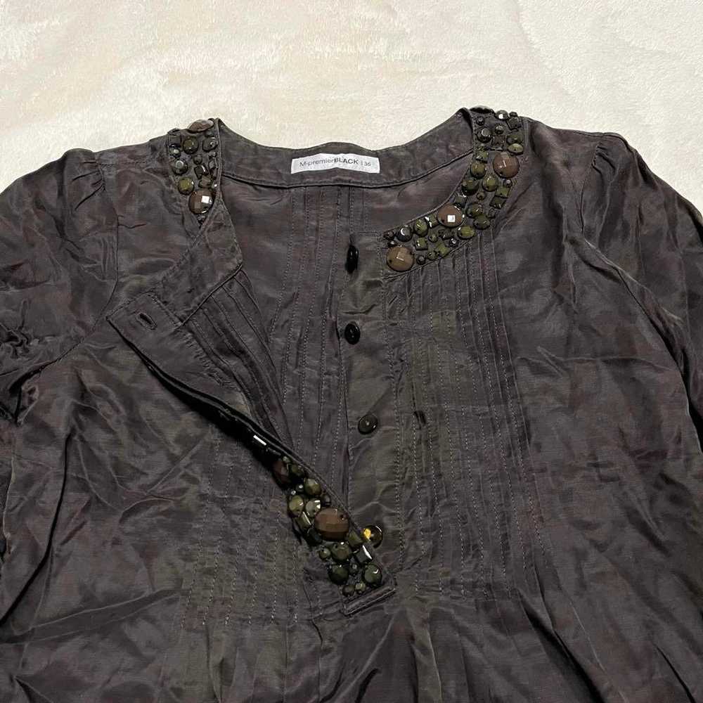 M-premier BLACK 【36】 Tunic with Beads Linen Blend… - image 6