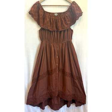 J Gee Dress XL Maxi Boho Cottage Eyelet Embroider… - image 1