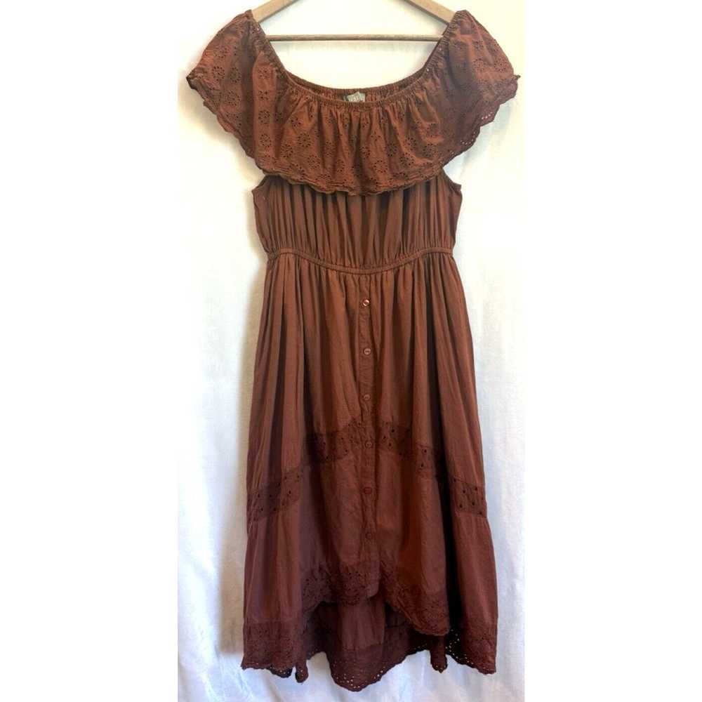 J Gee Dress XL Maxi Boho Cottage Eyelet Embroider… - image 2