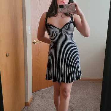 Bebe Black and White Striped Dress