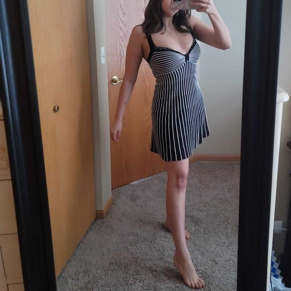 Bebe Black and White Striped Dress - image 2