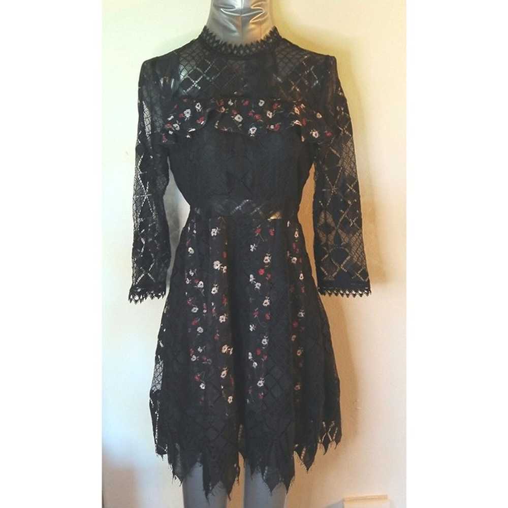 Foxiedox Lace & Clip Dot Coktail Dress in Black S - image 1