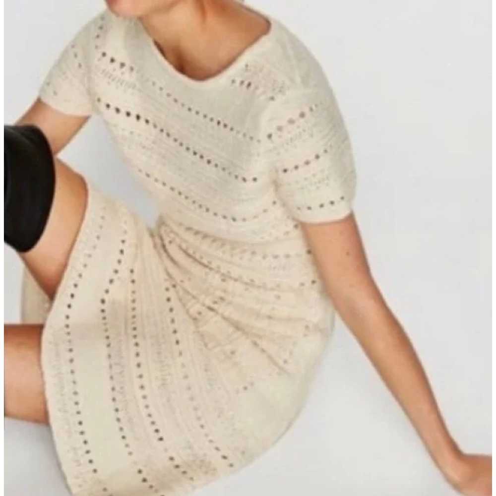 Zara knit ivory crochet dress small - image 2