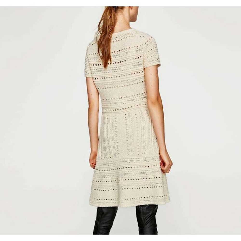 Zara knit ivory crochet dress small - image 3