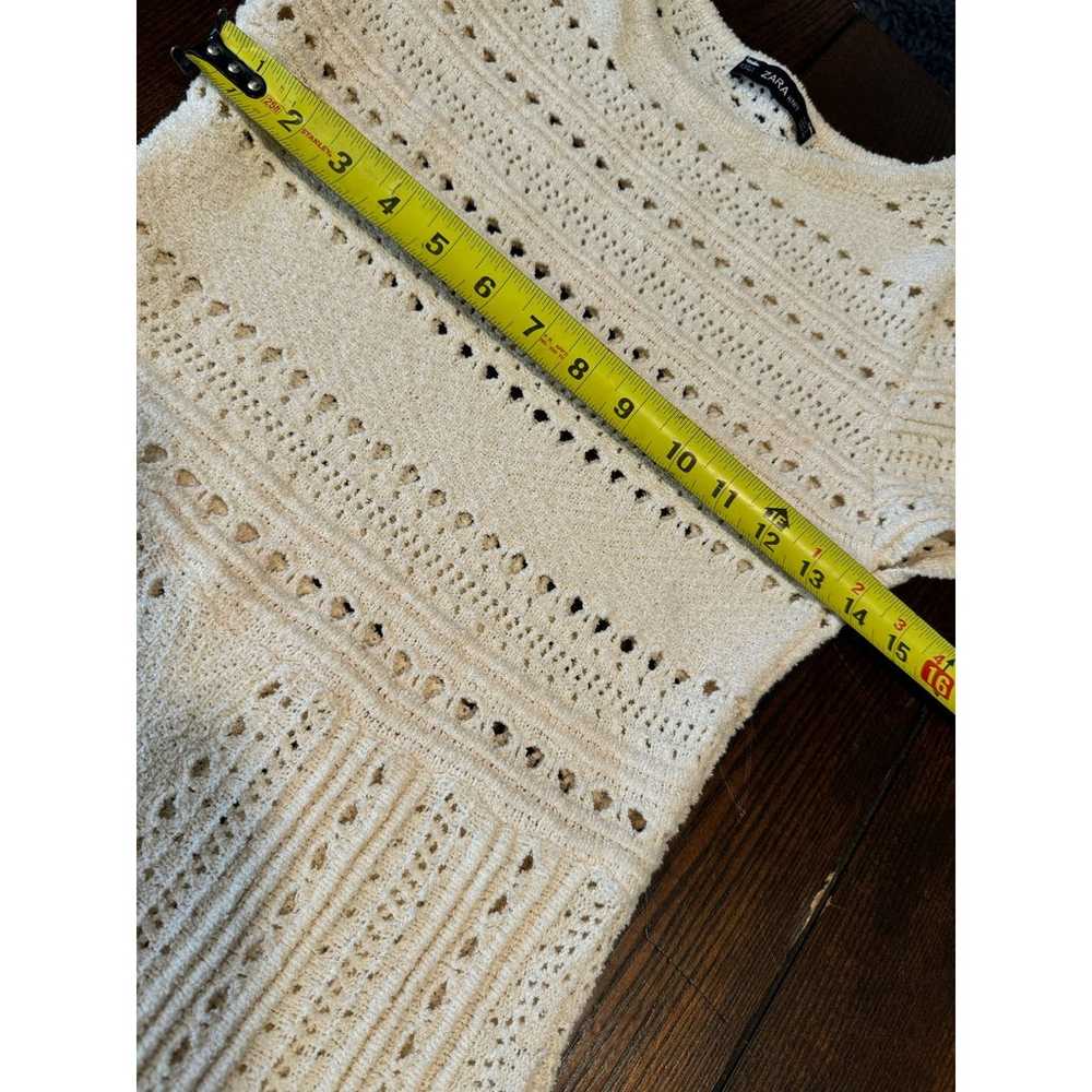 Zara knit ivory crochet dress small - image 6