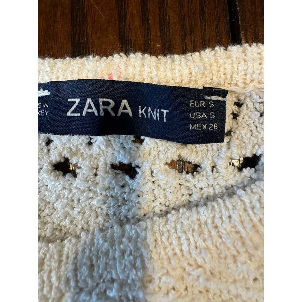 Zara knit ivory crochet dress small - image 8