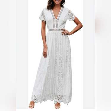 White Lace Maxi Dress - image 1