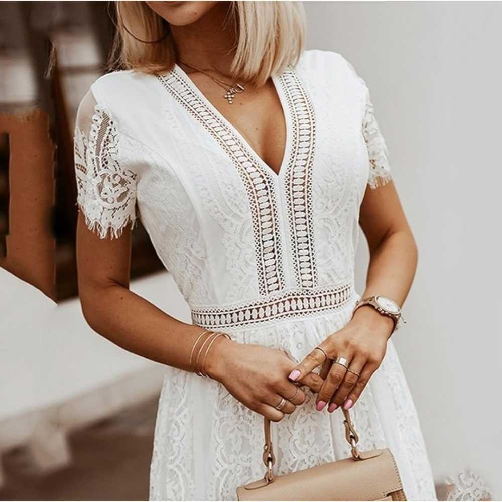 White Lace Maxi Dress - image 2