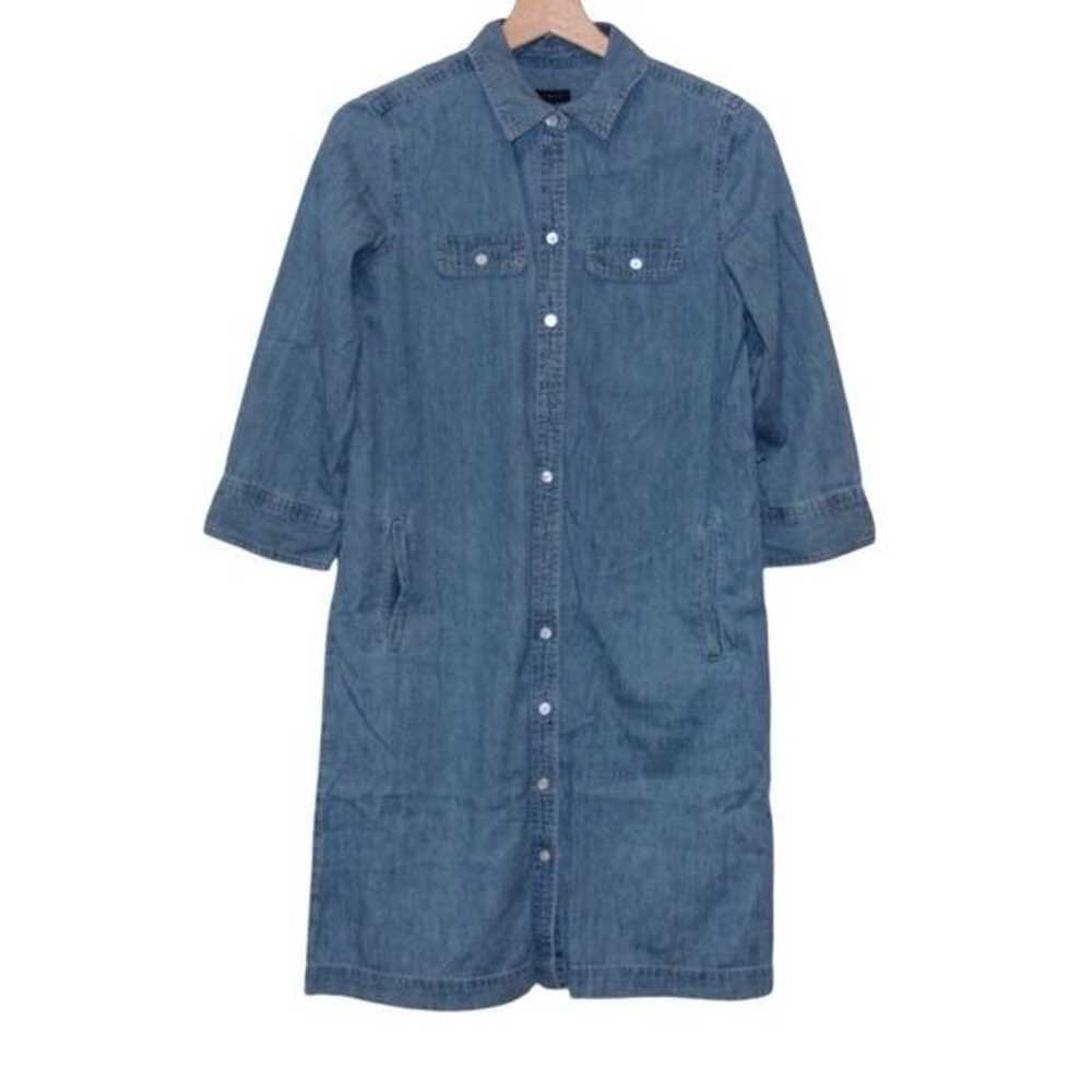 Talbots Blue 100% Cotton Blend Button Down Denim … - image 1