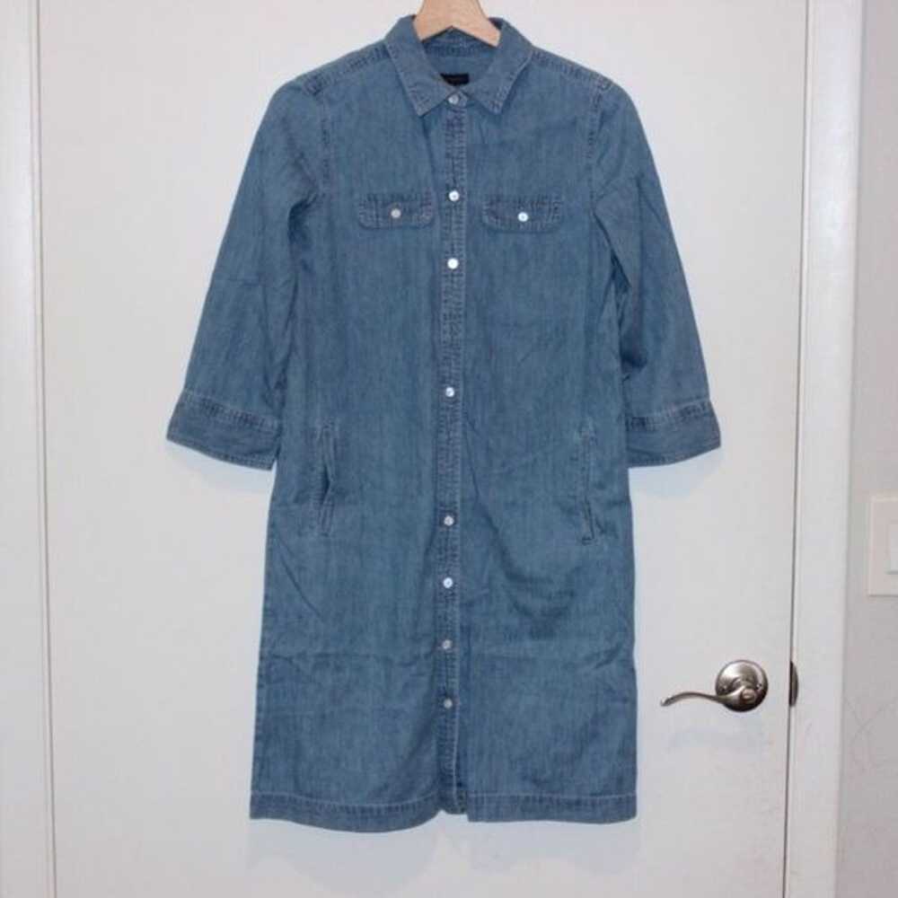 Talbots Blue 100% Cotton Blend Button Down Denim … - image 2