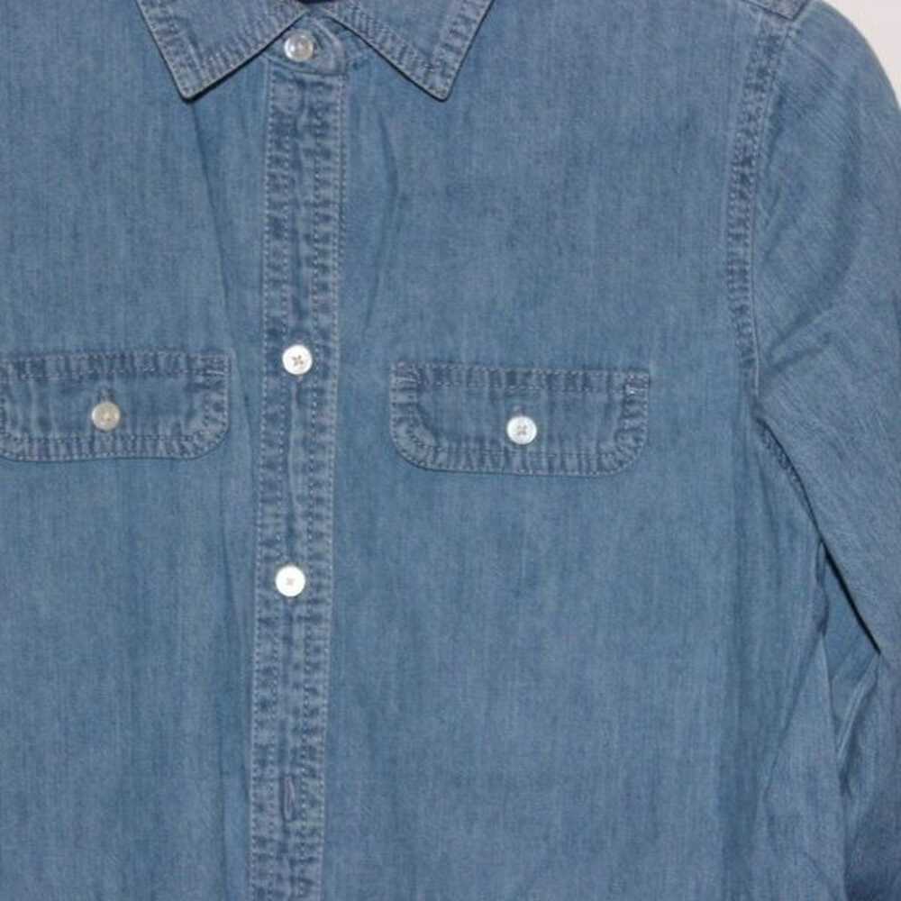 Talbots Blue 100% Cotton Blend Button Down Denim … - image 5