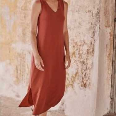 Garnet Hill Terracotta V-Neck Sleeveless Maxi Flow