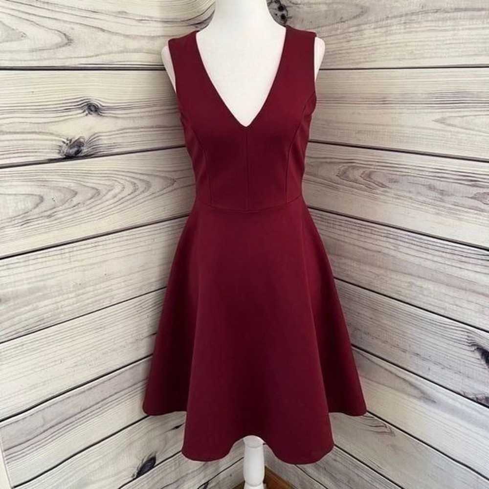 Lulus Burgundy V Neck Skater Dress - image 2