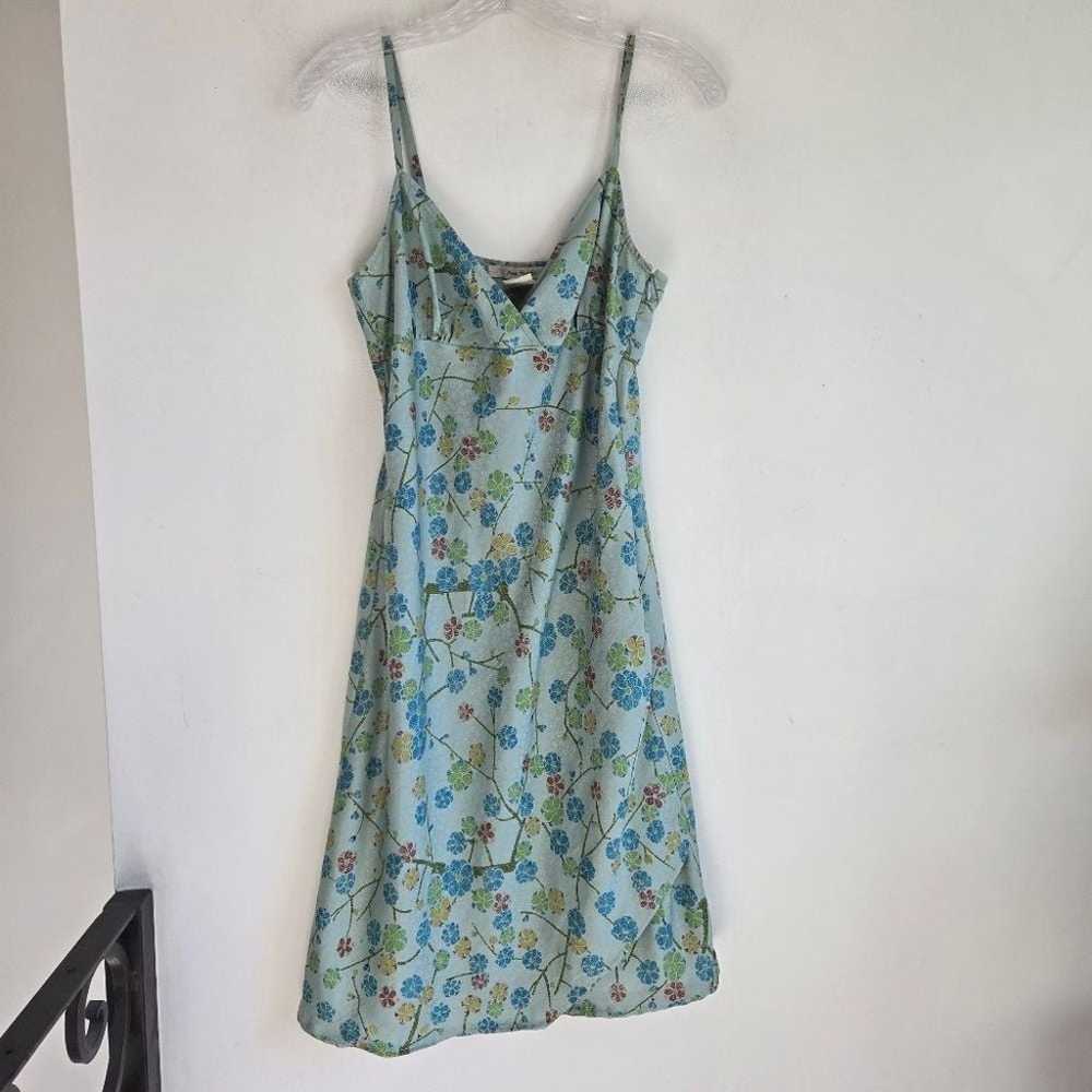 Vintage Free People Green Floral Print Y2K Mini D… - image 1