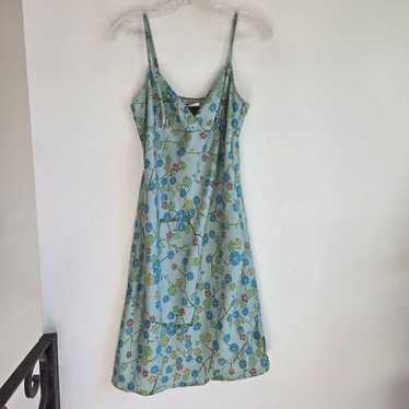 Vintage Free People Green Floral Print Y2K Mini D… - image 1