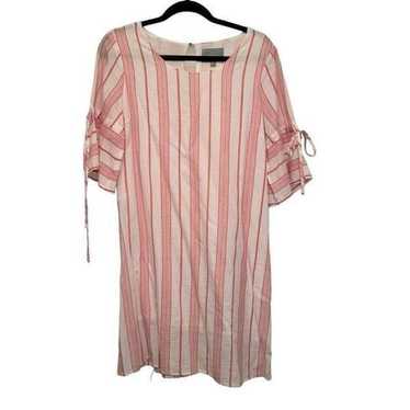 Skies are blue red striped cotton dress